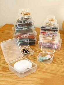 2pcs/4pcs/6pcs Small Transparent PP Storage Boxes - Multi-Functional Portable Sticker And Jewelry Storage Accessory Boxes, PP Plastic Rectangular Semi-Transparent Packaging Boxes Small Parts Boxes White Storage Boxes With Lids, Rectangular PP Plastic Boxes Rectangular Storage Boxes Transparent Storage Parts Boxes Small Product Packaging Boxes, Home School Office Desktop Storage Organizer Accessories - Transparent - View 5