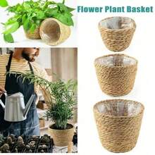 1/2/3pcs Nordic Style Natural Seagrass Woven Planter Baskets, Versatile Plant Pot Holders, Home Decor Flower Vases (Actual Size May Vary Slightly) - Multicolor - View 12