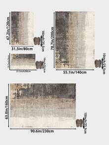 1 pieza Alfombra de sala de estar con lavado de tinta multicolor, adecuada para cocina, comedor, dormitorio, decoración de habitación para vacaciones, interior/exterior, oficina, vestíbulo, felpudo antideslizante, alfombra de baño, pasillo, área de estudio y juegos. - Multicolor - Ver 5