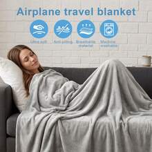 Travel Blanket And Pillow For Plane, 2-In-1 Soft Airplane Blanket With Pillowcase - Grey - View 1