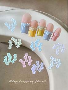 50Pcs New 3-Flower Macaron Pearl Daisy French Dress Hem Nail Art Decorations Nail Charms - Multicolor - View 5