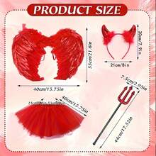 Set Kostum Setan Kecil Merah Halloween 4pcs/Set, Termasuk Bando Setan Merah, Sayap Merah, Garpu Setan, Rok Tulle Merah, Cocok Untuk Acara Liburan, Pesta Tema, Pesta Topeng, Pertunjukan Panggung, Kostum Halloween, Properti Cosplay - beraneka warna - View 12