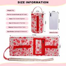1 Set Printed Yarn Storage Bucket Bag + Crochet Storage Roll Bag, Multi-Pocket Portable Knitting Tool Tote Bag, Storage For Handmade DIY Sewing And Knitting Supplies, Suitable For Home Or Travel - Yarn Storage - View 3