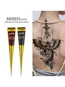 4/3/2pcs Henna Tattoo Paste, Brown/Black Temporary Henna Tattoo, Semi-Permanent Henna Tattoo Paste, Waterproof Henna Tattoo Paste, Suitable For Body Art And Painting - Multicolor - View 7