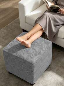 1PC Solid Color Jacquard Ottoman Stool Cover All Inclusive Footstool Slipcovers Wasable Sofa Armchair Footrest Seat Cover For Living Room Hotel - Multicolor - View 5