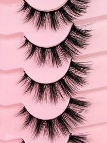 New 7 Pairs Manga Lashes Eyelashes 3D Faux Mink Lashes Natural Eyelashes Black Eyelash Stem False Eyelashes Cat Eye Lashes Eyelash Extension Effect Portable For Traveling Or Daily Makeup - View 5
