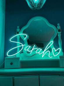 1pc Customized Dimmable Neon Sign, Name Light Sign, Personalized Gift, Large LED Light Sign, Suitable For Bedroom Wall Decor, Wedding, Birthday Party, Kitchen Accessories, Father's Day, Tools, Garden Outdoor, Home, Customized Home Decor, Halloween, Christmas, Birthday - Cadet Blue - View 3