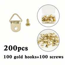 200pcs (100pcs Hooks + 100pcs Screws) Metal Triangle Picture Frame Hanging Hooks With Screws, Photo Frame Hangers, For Frames, Art Display Wall Mounting Hardware Accessories - Multicolor - View 11