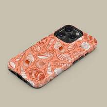 Watermelon Red Background With Conch Fossil Pattern Floral Design Cover For IPhone 17 16 15 14 13 12 11 Pro Max, Floral Cover For Samsung S21 S22 S23 S24 S25 Ultra Case - 堅固光滑的手機殼 - 查看 2