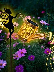 1pc Outdoor Solar Powered Fairy Light Pot With Light Strip, Suitable For Outdoor Garden Decoration Ground Stake Light, Perfect For Halloween, Christmas, New Year, Pathway, Lawn, Patio, Deck And Swimming Pool Garden Decoration Atmosphere Light - 1pc - View 7