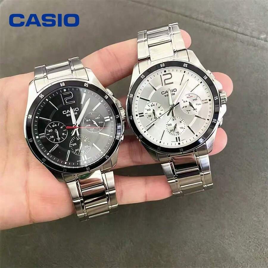 Casio 3-Eye Business Watch For Men, Waterproof Stainless Steel Quartz Wristwatch, Multi-Color Versatile Commute Watch - one-size - View 1