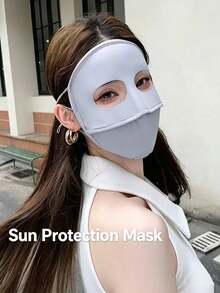 1件全臉UV防曬面罩，UPF 50+ 女款冰絲防曬面罩，適合春、夏、秋季，透氣輕便戶外騎行開車面罩，海灘活動多色UV防曬面罩 - 彩色 - 查看 8