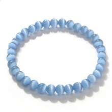 1pc 6mm Cat Eye Stone Bead Bracelet, Multicolor Round Stone Beads Elastic Bangle, Minimalist Fashion Women's Couple Daily Wear Gift - 6mm Cat's Eye - View 21