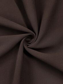 Elegant Solid Coffee Chiffon Long Dress, Round Neck, Flutter Short Sleeves, Elastic Ruffle Waist, Flowy Women's Dress - Brown - View 10