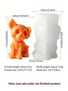 萬聖節骷髏貓狗蠟燭矽膠模具，暗黑風格3D設計，紋理清晰且易脫模。適用於萬聖節派對裝飾、暗黑主題生日禮品、桌面擺飾、節日氛圍佈置，耐熱耐用，手工愛好者必備，輕鬆打造暗黑風格氛圍蠟燭。 - 骷髏貓狗 - 查看 5