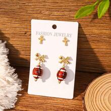 European American Sports Football Earrings, Acrylic Ball Game Day Ear Jewelry Accessories - 25080607-khaki - View 2