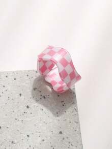 7pcs Acrylic Rings With Square Checkerboard Pattern Design, Fashionable Minimalist Rings, Personalized Jewelry Gift Suitable For Men And Women Daily Wear, Perfect Party And Holiday Gift, Versatile Accessory For Women Casual And Vacation Outfits - Multicolor - View 2