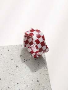 7pcs Acrylic Rings With Square Checkerboard Pattern Design, Fashionable Minimalist Rings, Personalized Jewelry Gift Suitable For Men And Women Daily Wear, Perfect Party And Holiday Gift, Versatile Accessory For Women Casual And Vacation Outfits - Multicolor - View 3