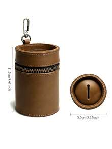 Handcrafted Genuine Leather Coin Bank, Made Of Top Grain Cowhide, Fits In Car Cup Holder, Can Be Used As Coin Purse, Coin Storage Box, Wallet Or Zipper Pouch, Full Grain Leather, Coffee Brown, Unique - Multicolor - View 9