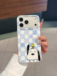 SNOOPY 1件格紋卡通圖案大孔液態米色防摔手機保護殼，矽膠材質，可作為節日禮物，適用於Apple XS/XS Max/XR/11/12/13/14/15/16 Pro/Pro Max/14/15/16 Plus/17/18 Pro Max/18 Pro，中性款，Galaxy S24 Ultra 5G/S22 Ultra 5G/S22 5G/S21 Ultra 5G/S21 FE 5G/S21 5G/A73 5G/A71 4G/A36 5G/A25 5G - 彩色 - 查看 1