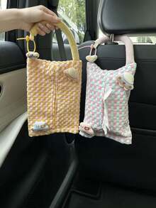 1 Stück Stoff gepolsterte kleine Auto bunte Schachbrettmuster Auto Taschentuch Tasche, Cartoon bunte Raumschiff Auto Zubehör, süße Auto multifunktionale hängende Taschentuch Tasche, kreative Creme Stil Zuhause und Auto Doppelnutzung Taschentuch Tasche, Cartoon Auto Taschentuchbox, Auto multifunktionale Taschentuch Tasche Taschentuch Aufbewahrungstasche - A - Übersicht 1