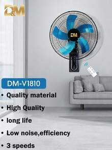 D&M DM-V1810 18-Inch Multifunctional Wall Fan Set, With Smart Remote Control, Three Speed Levels, Quiet And Durable, Wide Air Diffusion Angle, Ideal For Homes And Offices. - US A Type Plug(110-127V) - View 3