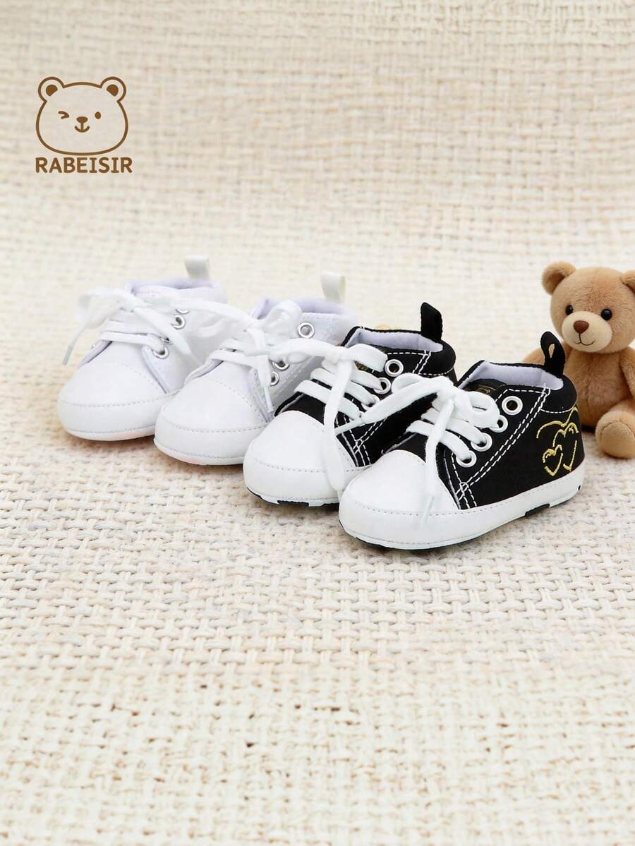 RABEISIR Infant Toddler Walking Shoes, Embroidered Heart Canvas Shoes, Lightweight Anti-Slip, Suitable For Daily & Holiday Wear, All Seasons