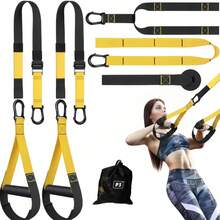 New Fitness Suspension Training Strap, Adjustable Yoga Strap, Wall-Mounted Exercise Yoga Strap - Yellow - View 5