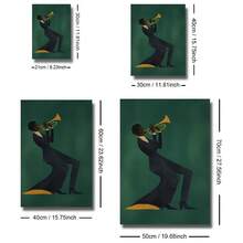 1 pezzo cartellone su tela con cornice/senza cornice verde scuro Jazz Moda Africana Stampa artistica minimalista Musica Africana per decorazione ingresso corridoio, adatto per appartamento, soggiorno, camera da letto decorazione casa moderna - B - Visualizzare 8