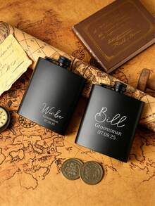 Personalized Matte Black Groomsman Flask - Engraved Stainless Steel Flask - Unique Gift For Men, Perfect For Wedding Parties - Multicolor - View 8