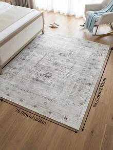 1 pieza Alfombra de sala de estar gris claro desgastada, adecuada para cocina, comedor, dormitorio, decoración de habitación festiva, interior/exterior, oficina, vestíbulo, felpudo antideslizante, alfombra de baño, pasillo, área de estudio y juegos - Gris Claro - Ver 18