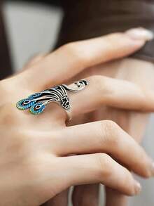 1pc Beautiful Peacock Shaped Ring, Suitable For Women To Wear, Suitable For Wedding, Engagement, Anniversary Party, Valentine's Day Gift - 1# - View 7
