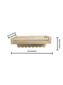 Wavy Edge Beaded Wooden Floating Wall Shelf With Hooks, Cute Baby Room Display & Storage Rack For Baby Books, Toys, Clothes And Decor - Multicolor - View 13