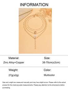 4pcs Luxury High-End Multi-Layer Stacked Collarbone Chain Fashion Shell Drip Glaze Flower Pendant Y-Shaped Long Necklace Charming Women's Neck Jewelry Suitable For Daily Wear And Party Music Festival Gathering Chain Cut By Length With Variable Number Of Sections - Multicolor - View 5