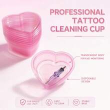 Pink Heart-Shaped Disposable Tattoo Cleaning Cup And Ink Mixing Cup, Designed For Cleaning Tattoo Needles And Mixing Ink; Features A Stable Base And Is Specifically Designed For Tattoo Artists - View 5