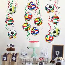 1 Set 30pcs Football Theme Birthday Decorations, Including Happy Birthday Decor And Hanging Swirls, Reusable Multi-Season Football Party Supplies, World Cup Football Party Decorations, Spiral Ribbons - View 6