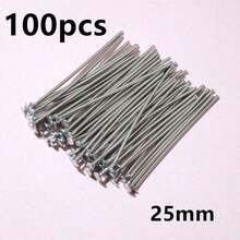 100pcs 20-70mm Length Stainless Steel Ball Head Pins/Eye Head Pins/Flat Head Pins DIY Jewelry Making Accessories Findings - Steel - View 25