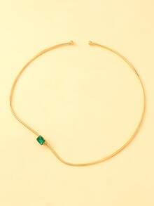 1pc New Square Asymmetric Choker Necklace, Personalized Minimalist Style Women's Accessory - Gold - View 8
