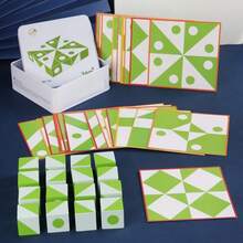 Kinder Holz Muster Würfel Puzzle Spielzeug, räumliches logisches Denkens Training Blöcke mit Fragekarten und Metall Aufbewahrungsbox, Baby Frühförderung pädagogisches Tischspiel, Konzentrationstraining Lehrmittel für Jungen und Mädchen ab 3 Jahren, Jungen Spiel, Mädchen Spiel, Kinder Spiel, geeignet als Weihnachts-, Oster-, Halloween- und Geburtstagsgeschenk - Verschiedenfarbig - Übersicht 8