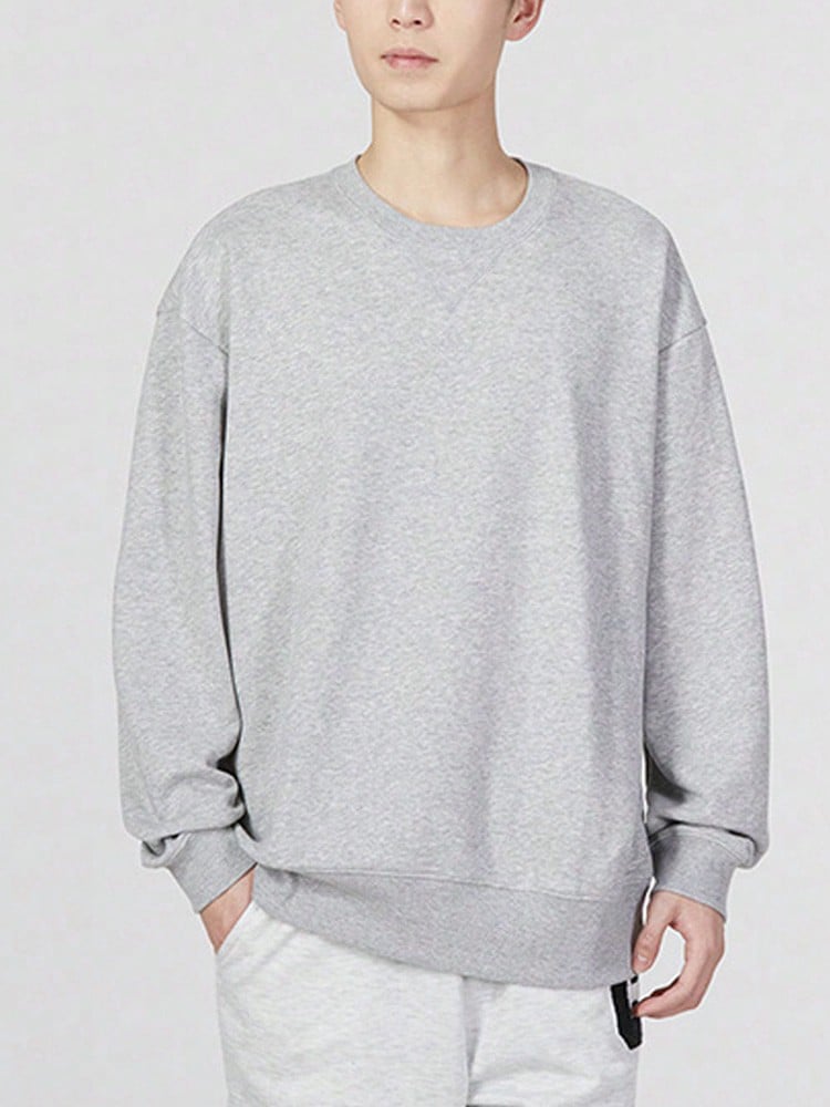 adidas 品牌logo印花舒適休閒套頭長袖衛衣 男款 灰色 - 灰色 - 查看 1