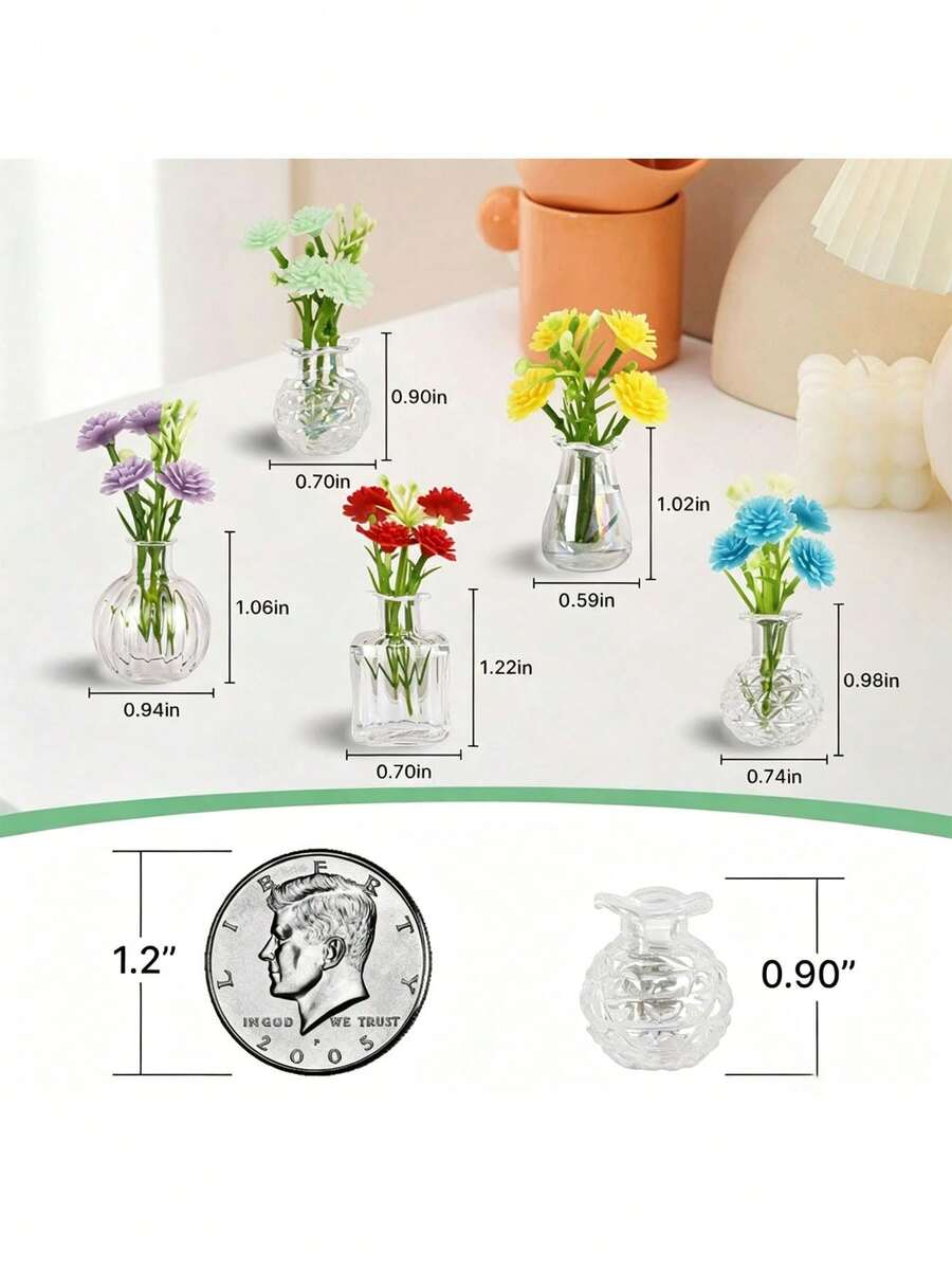 Mini Flower Vase Fridge Magnet, Micro Magnetic Vase, Refrigerator Decoration Vase, Bedroom, Living Room, Bathroom, Kitchen Decor, Random Flower Gift With Vase Purchase - View 1