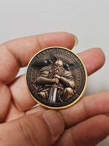 Replica Coin Nordic Viking Mythology Odin Raven Viking Warrior Courage Commemorative Coin, Comes With Protective Case - Multicolor - View 2