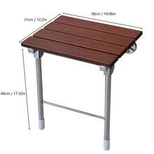 Ubfhonsi Modern Folding Shower Chair, Wall Mounted Shower Chair, Bathroom Shower Seat - Brown + Silver - View 2