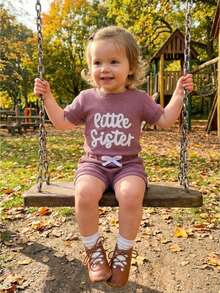 Baby Girls T-Shirt Co-Ords - Purple - View 1