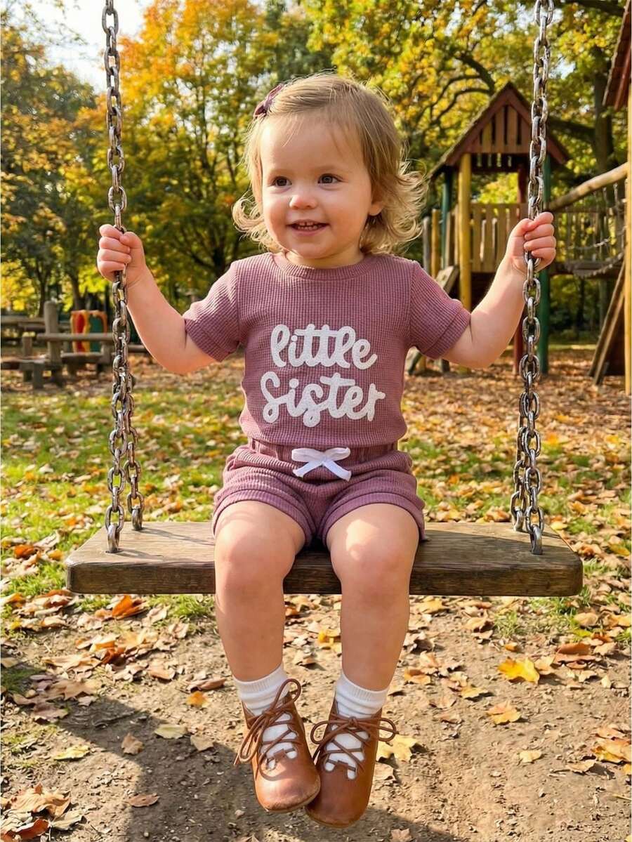 Baby Girls T-Shirt Co-Ords - Purple - View 1