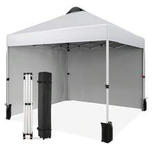 10x10ft Pop Up Canopy Tent With 2 Sidewalls, Waterproof Outdoor Shelter With Vented Roof, Carry Bag & Sandbags - A - View 1