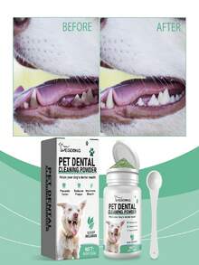 Poudre de nettoyage dentaire pour chiens, formule douce pour l'haleine fraîche et les soins de santé bucco-dentaire. Cette poudre de nettoyage bucco-dentaire est spécialement conçue pour les chiens avec une formule de base douce. Mélangez-la simplement dans la nourriture de votre animal de compagnie pour l'alimentation quotidienne. Une utilisation régulière peut adoucir la plaque et les taches, soulager la mauvaise haleine et apaiser les conditions des gencives. - Voir 4
