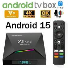 Q96 OHP Z1 Max 安卓 15 8K 高清电视盒，4G/5G 双频 WiFi 媒体播放器，支持全志 H618 四核处理器，语音遥控器，IPTV - 黑色 - 查看 2