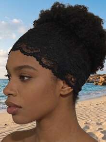 1pc Women's Lace Headband, Suitable For Daily Wear, Summer Hair Accessory, Vacation Beach Style Fashion Headband - White - View 7