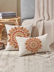 4pcs,Decorative Throw Pillow Covers,Mandala Pattern Cushion Covers,Polyester Fiber Cushion Covers,Hidden Zipper Closure,Machine Washable,Simple Fashion Line Pattern,Home Decorative Throw Pillow Covers,Sofa Living Room Bedroom Throw Pillow Covers,No Pillow Insert - Multicolor - View 7